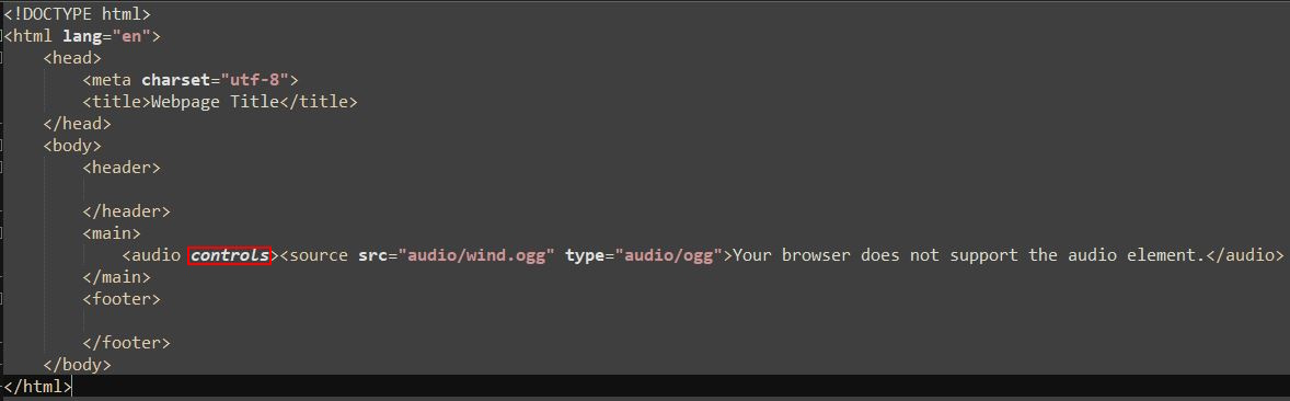 audio tag showcase with caption property highlighted